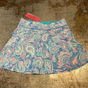 Lily Pulitzer Luxletic Women's Paisley Skort- Blue and Pink Size 2